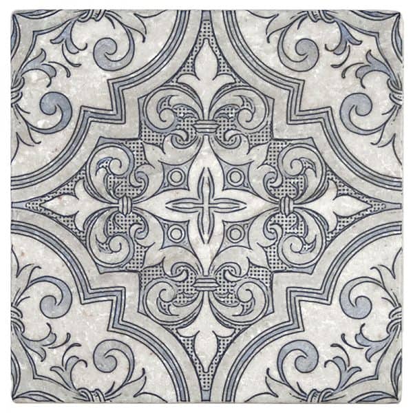ella blizzard blue distinct carrara natural marble square shape deco tile size 12 by 12 inch for interior kitchen and bathroom vanity backsplash wall and floor wet areas distributed by surface group and produced by artistic tile in united states