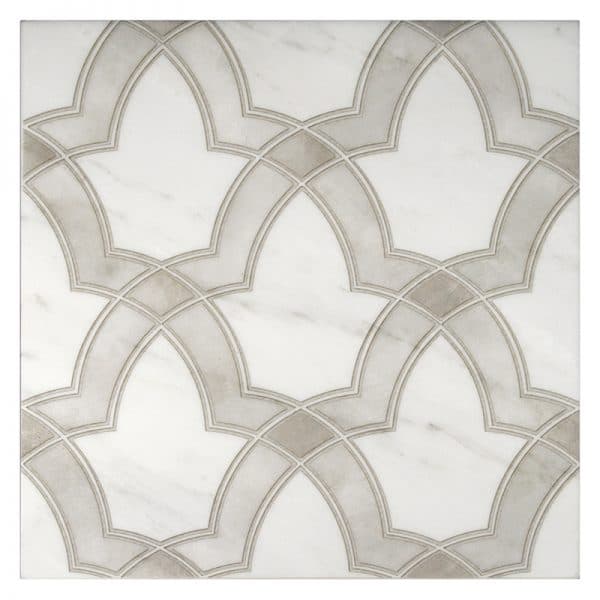 evolve oyster greige tones perle blanc natural limestone square shape deco tile size 6 by 6 inch for interior kitchen and bathroom vanity backsplash wall and floor wet areas distributed by surface group and produced by artistic tile in united states