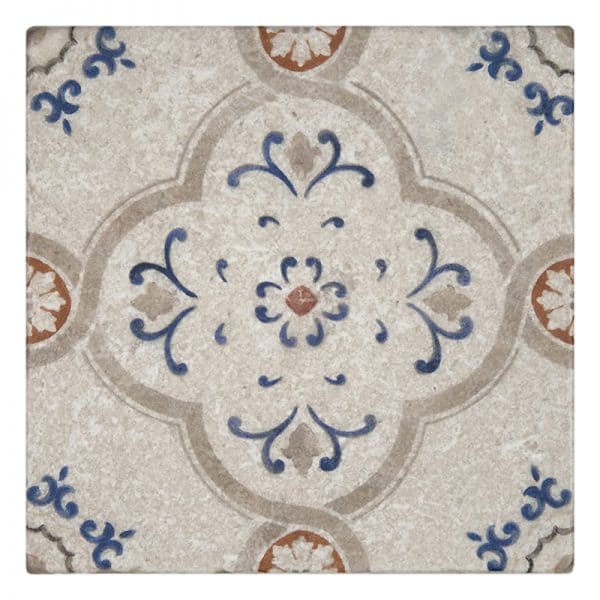 fiore vermilion victorian elements carrara natural marble square shape deco tile size 12 by 12 inch for interior kitchen and bathroom vanity backsplash wall and floor wet areas distributed by surface group and produced by artistic tile in united states