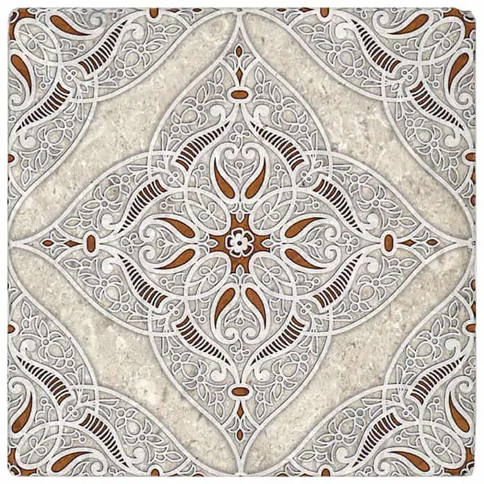 granada clay mesmerising perle blanc natural limestone square shape deco tile size 12 by 12 inch for interior kitchen and bathroom vanity backsplash wall and floor wet areas distributed by surface group and produced by artistic tile in united states