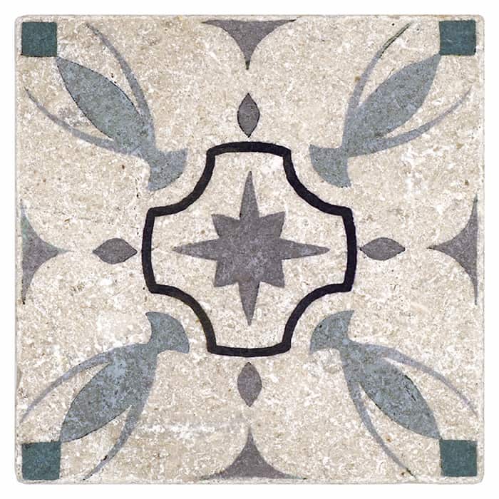 hermosa blue grey relaxed carrara natural marble square shape deco tile size 6 by 6 inch for interior kitchen and bathroom vanity backsplash wall and floor wet areas distributed by surface group and produced by artistic tile in united states
