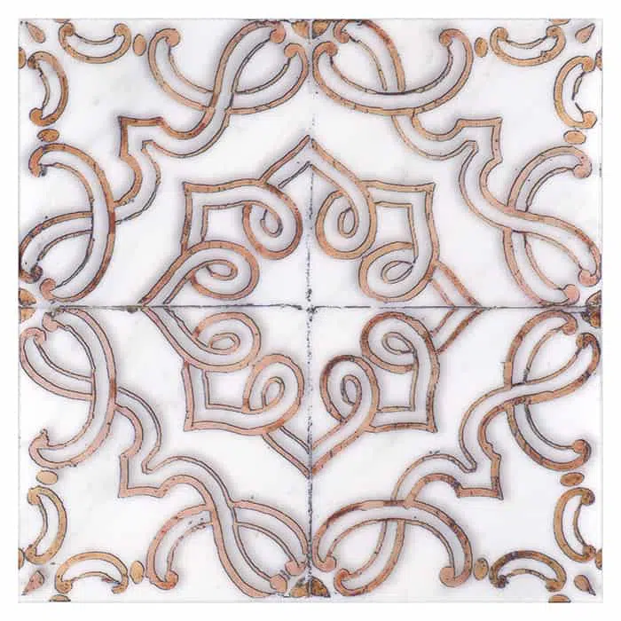 lennox orchid impactful perle blanc natural limestone square shape deco tile size 12 by 12 inch for interior kitchen and bathroom vanity backsplash wall and floor wet areas distributed by surface group and produced by artistic tile in united states