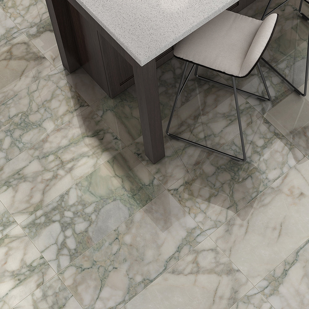 natural reflections calacatta green marble field tile polished finish size 12 by 24 manufactured by marble systems and distributed by surface group international