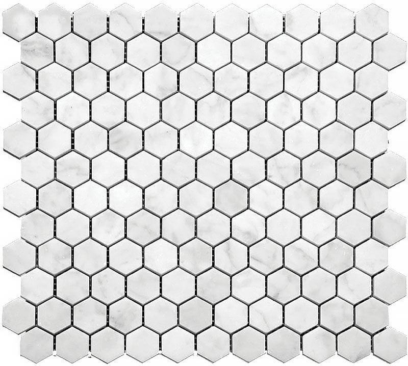 mir natural line marbella carrara hex 1x1 honed wall and floor mosaic distributed by surface group natural materials