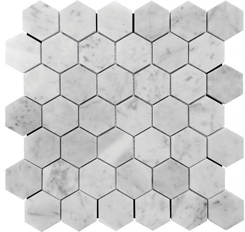 mir natural line marbella carrara hex 2x2 honed wall and floor mosaic distributed by surface group natural materials