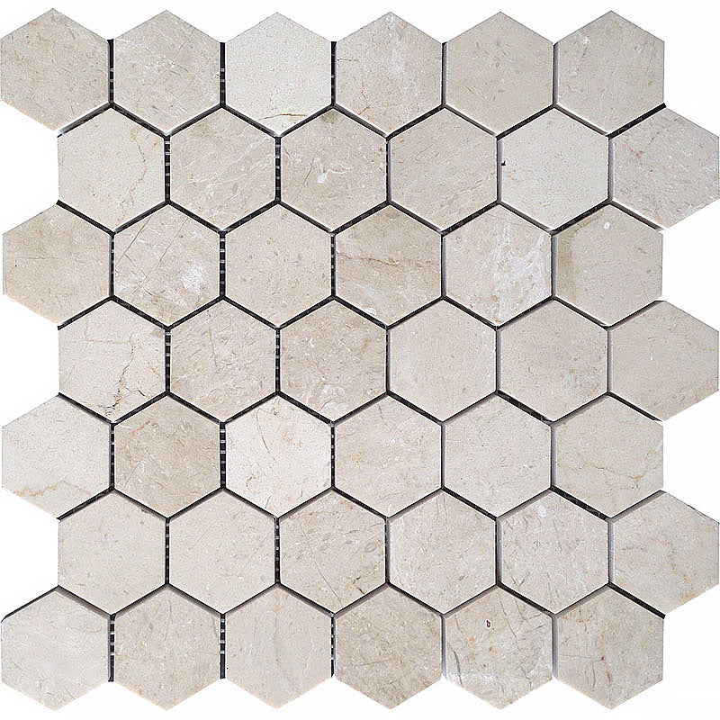 mir natural line valencia crema 2x2 hex honed wall and floor mosaic distributed by surface group natural materials