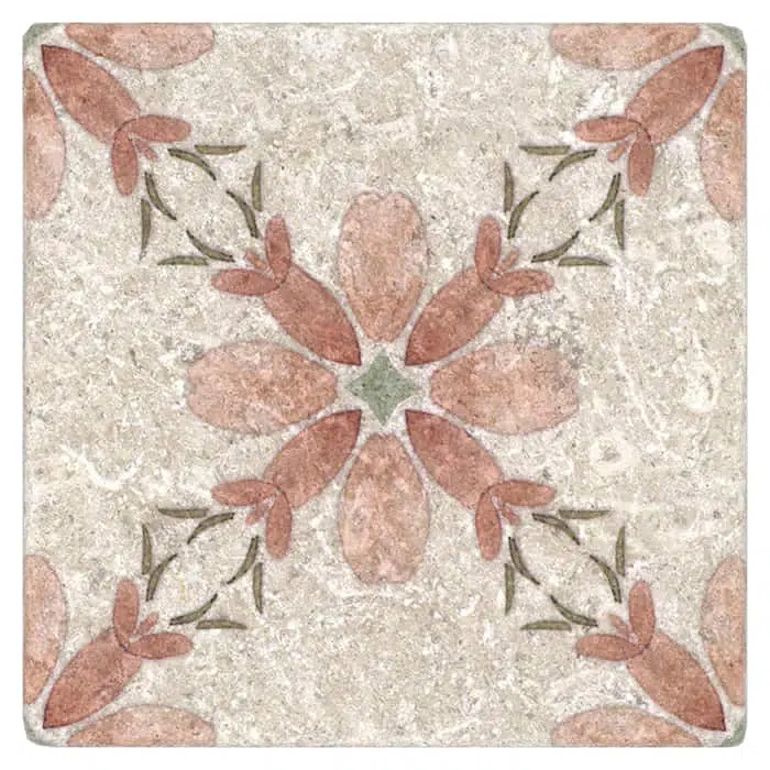 primrose coral vivacious carrara natural marble square shape deco tile size 12 by 12 inch for interior kitchen and bathroom vanity backsplash wall and floor wet areas distributed by surface group and produced by artistic tile in united states