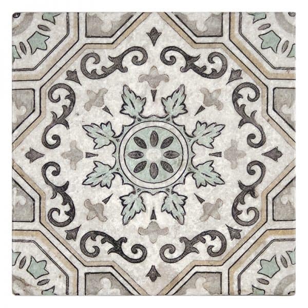 sanza sea mist portuguese perle blanc natural limestone square shape deco tile size 6 by 6 inch for interior kitchen and bathroom vanity backsplash wall and floor wet areas distributed by surface group and produced by artistic tile in united states