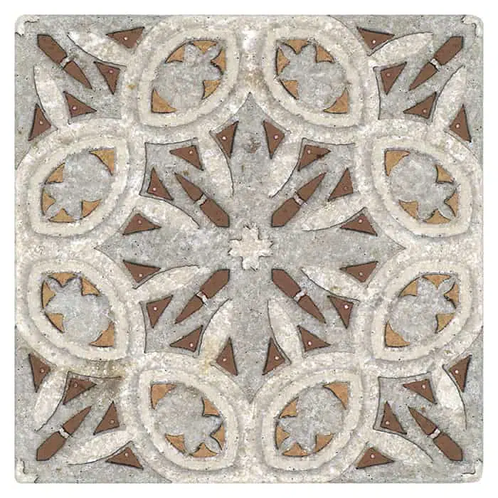 solstice flame oval perle blanc natural limestone square shape deco tile size 12 by 12 inch for interior kitchen and bathroom vanity backsplash wall and floor wet areas distributed by surface group and produced by artistic tile in united states