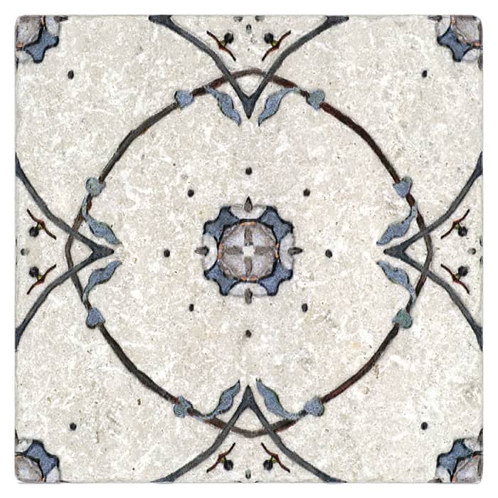 stella true blue traditional carrara natural marble square shape deco tile size 12 by 12 inch for interior kitchen and bathroom vanity backsplash wall and floor wet areas distributed by surface group and produced by artistic tile in united states