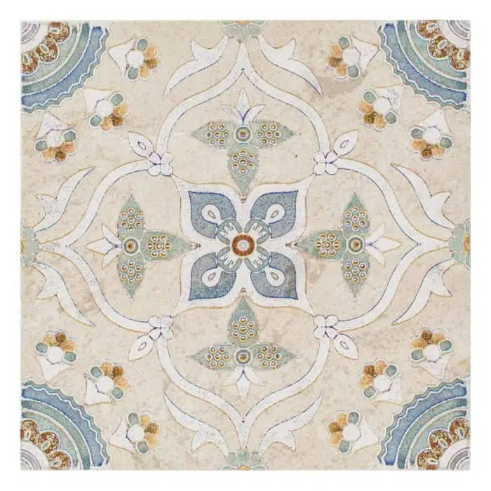 sweeden cool blue traditional perle blanc natural limestone square shape deco tile size 6 by 6 inch for interior kitchen and bathroom vanity backsplash wall and floor wet areas distributed by surface group and produced by artistic tile in united states