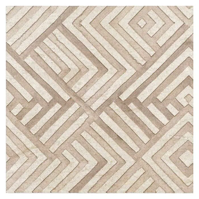 waterways sand neutral taupe watercolor perle blanc natural limestone square shape deco tile size 6 by 6 inch for interior kitchen and bathroom vanity backsplash wall and floor wet areas distributed by surface group and produced by artistic tile in united states
