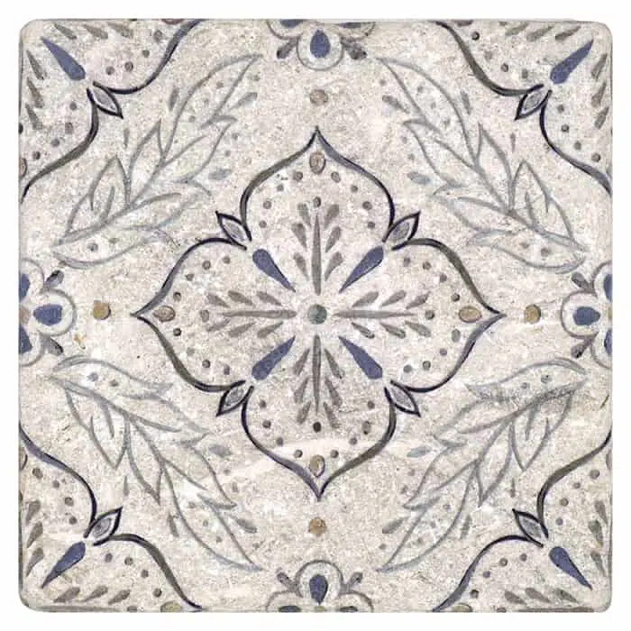 willow midnight sky leaves carrara natural marble square shape deco tile size 12 by 12 inch for interior kitchen and bathroom vanity backsplash wall and floor wet areas distributed by surface group and produced by artistic tile in united states