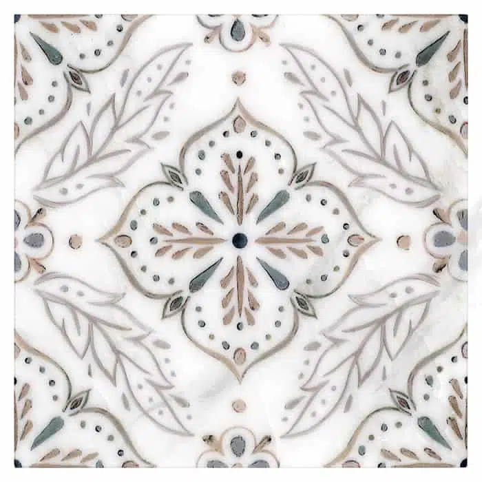 BUY ONLINE Willow Wallnut Carrara Marble Deco Tile 6"x6"x⅜" Surface Group Stone Impressions