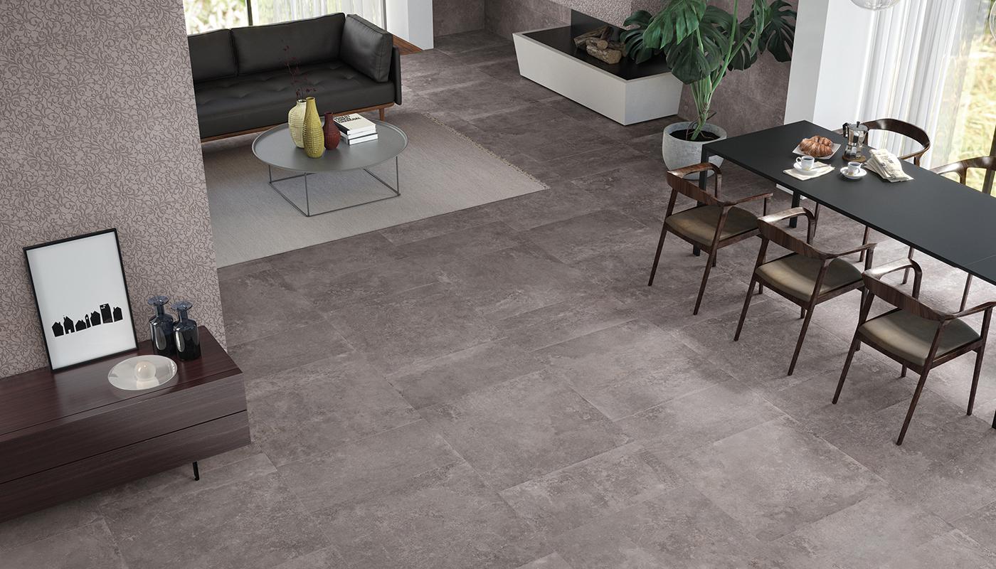 italian porcelain stone looking tile interior from Heritage collection produced by Emil and distributed by Surface Group international