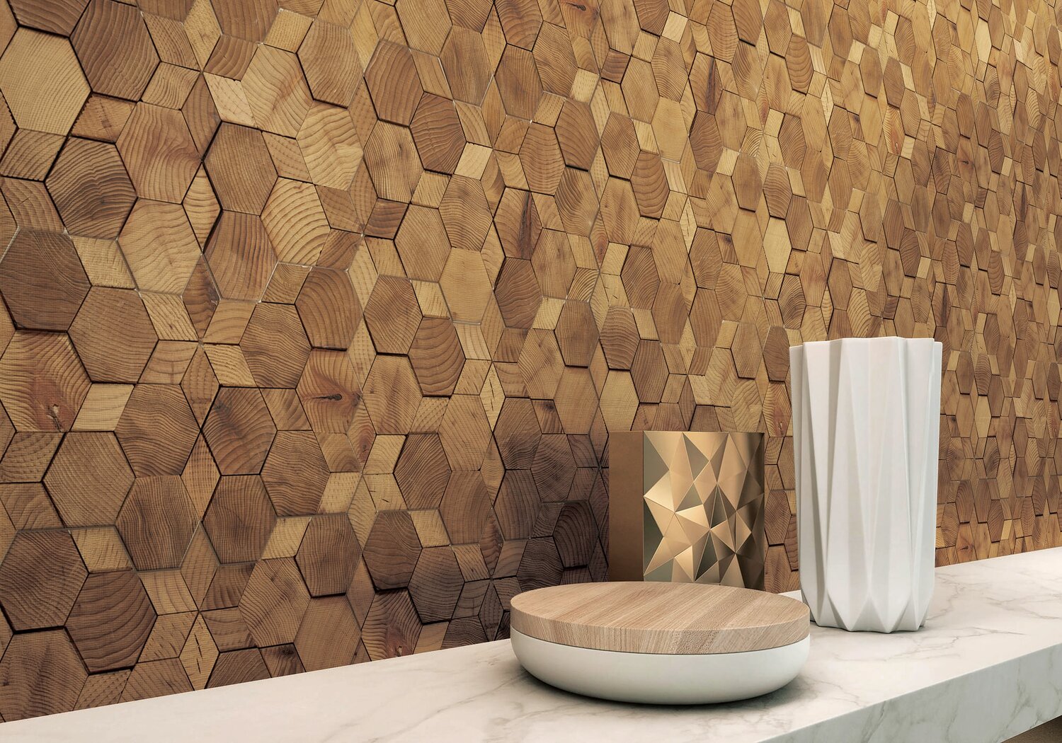 Forest Elements Wood Wall Mosaic
