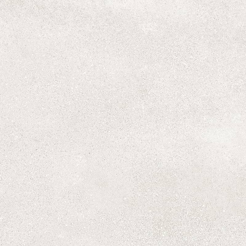 A close-up of a porcelain tile with a mottled ivory and beige color, featuring subtle variations and speckles throughout, emulating a concrete appearance.