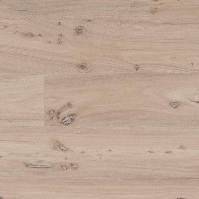 A close-up of a porcelain tile with a wood-like texture and appearance, featuring naturalistic wooden hues of light and medium browns with distinct grain patterns and knots.