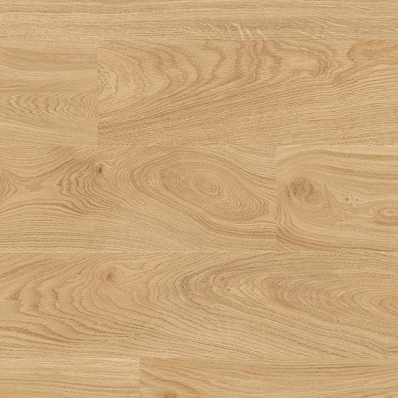 A close-up of a porcelain tile with a realistic wood grain pattern in light beige and brown tones, resembling a natural wooden floor.