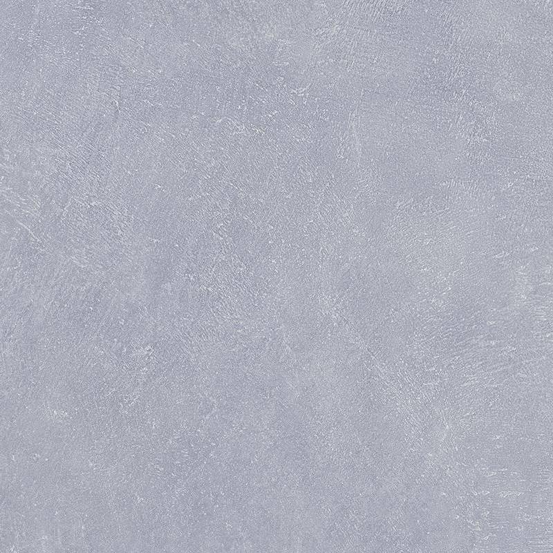 A close-up view of a porcelain tile with a textured surface that mimics the look of brushed or weathered material. The tile has a uniform, pale gray color with subtle variations in shade and texture that give it depth and interest.