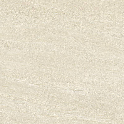 A textured porcelain tile with a subtle stone-like pattern, featuring a warm sandy-beige color with faint white veining and speckles, giving it a natural look. |