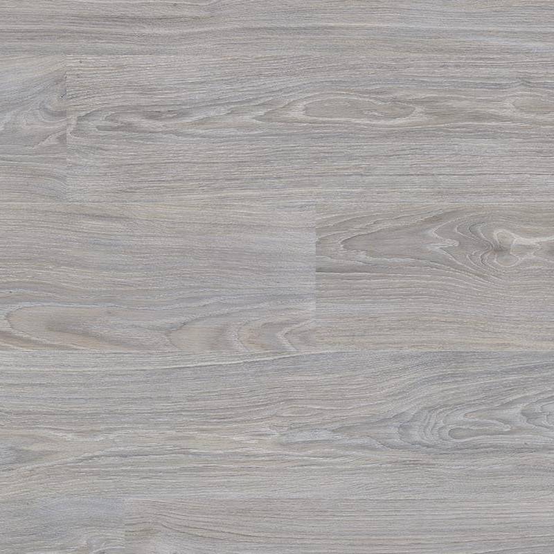 A close-up image of a porcelain tile with a wood grain pattern. The tile has a muted blend of light and dark gray tones, simulating the look of weathered wood with subtle lines and streaks.