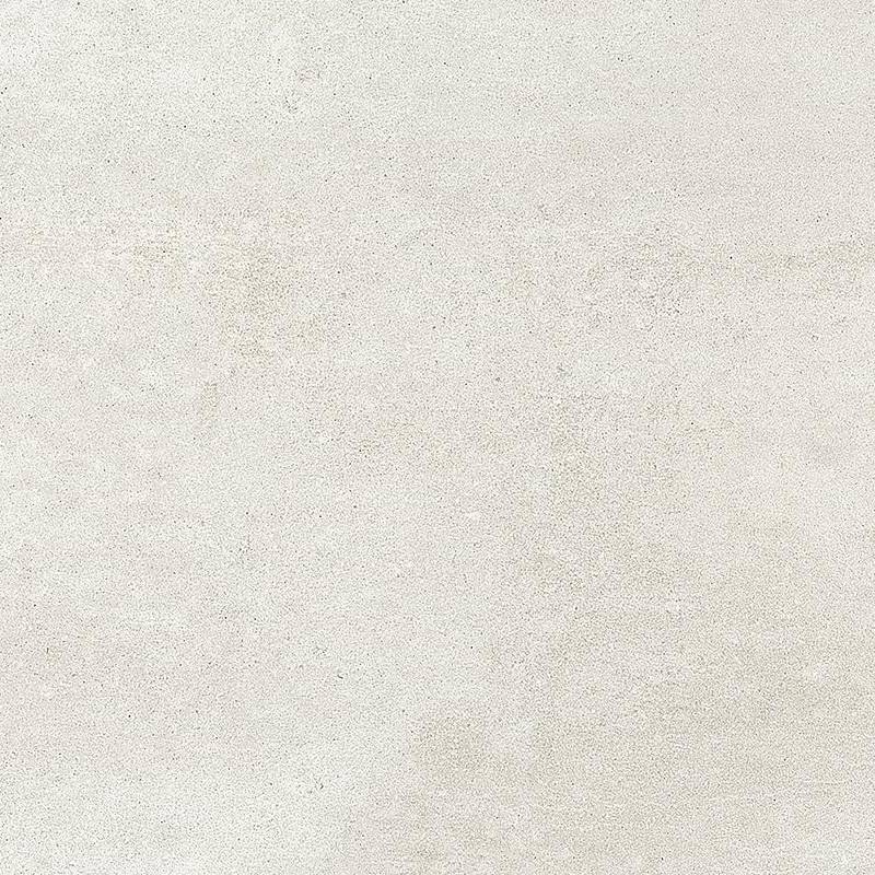 A close-up of a textured porcelain tile with a speckled design featuring slight variations in a predominantly light color.