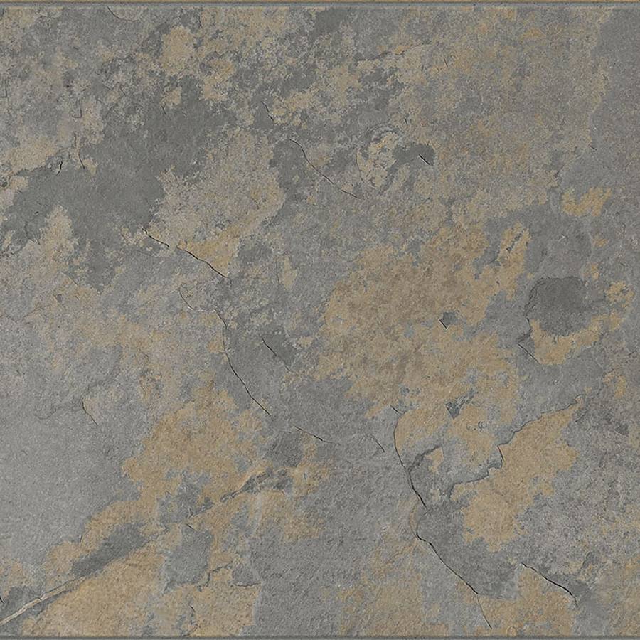 Porcelain tile with rustic gold and gray tones, featuring a textured surface and crackled pattern, ideal for modern flooring.