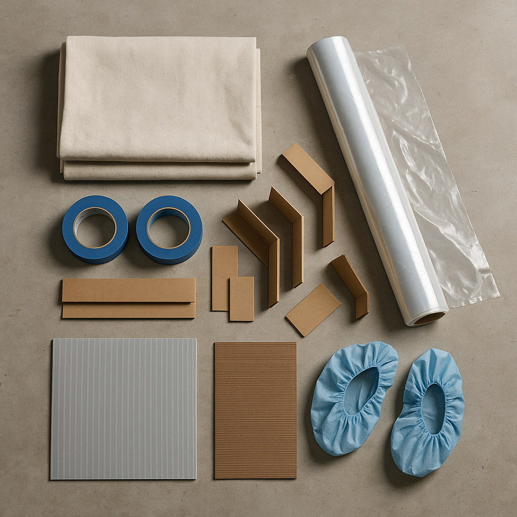 Temporary surface protection materials for construction and renovation projects.