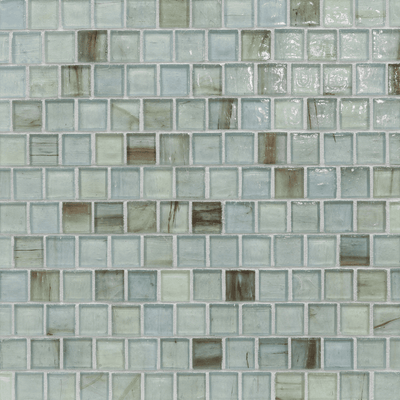 Haisen Aqua Colored Glass Mosaic, Trim