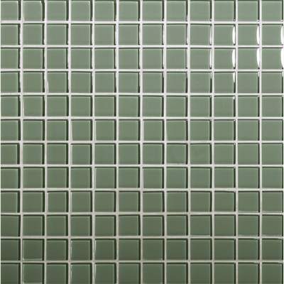 Tomei Silver Green Colored Glass Mosaic, Field Tile, Trim