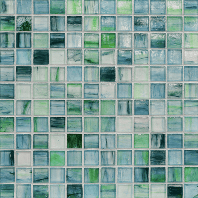 Tozen Erbium Colored Glass Mosaic, Field Tile, Trim
