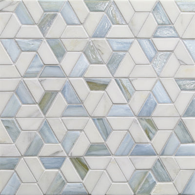 Vesuvio Calabria Marble&Colored Glass Mosaic, Field Tile, Trim