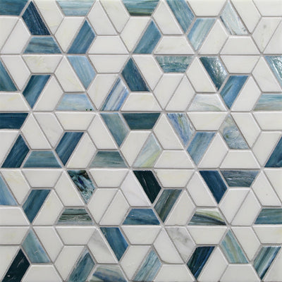 Vesuvio Palisades Marble&Colored Glass Mosaic, Field Tile, Trim