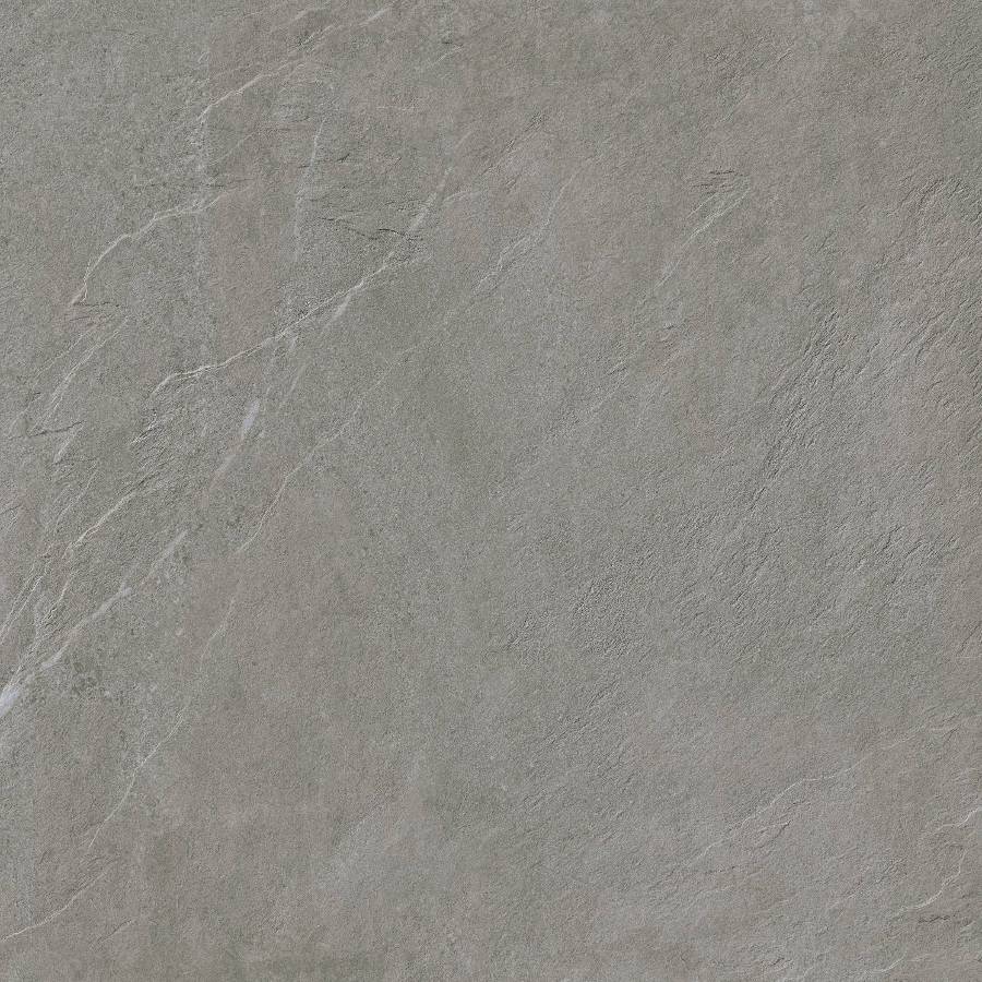 Porcelain tile with a modern gray design and subtle veining, suitable for flooring and wall installations.