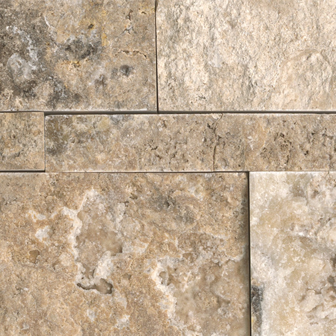 Picasso Travertine ledger stone panel close look