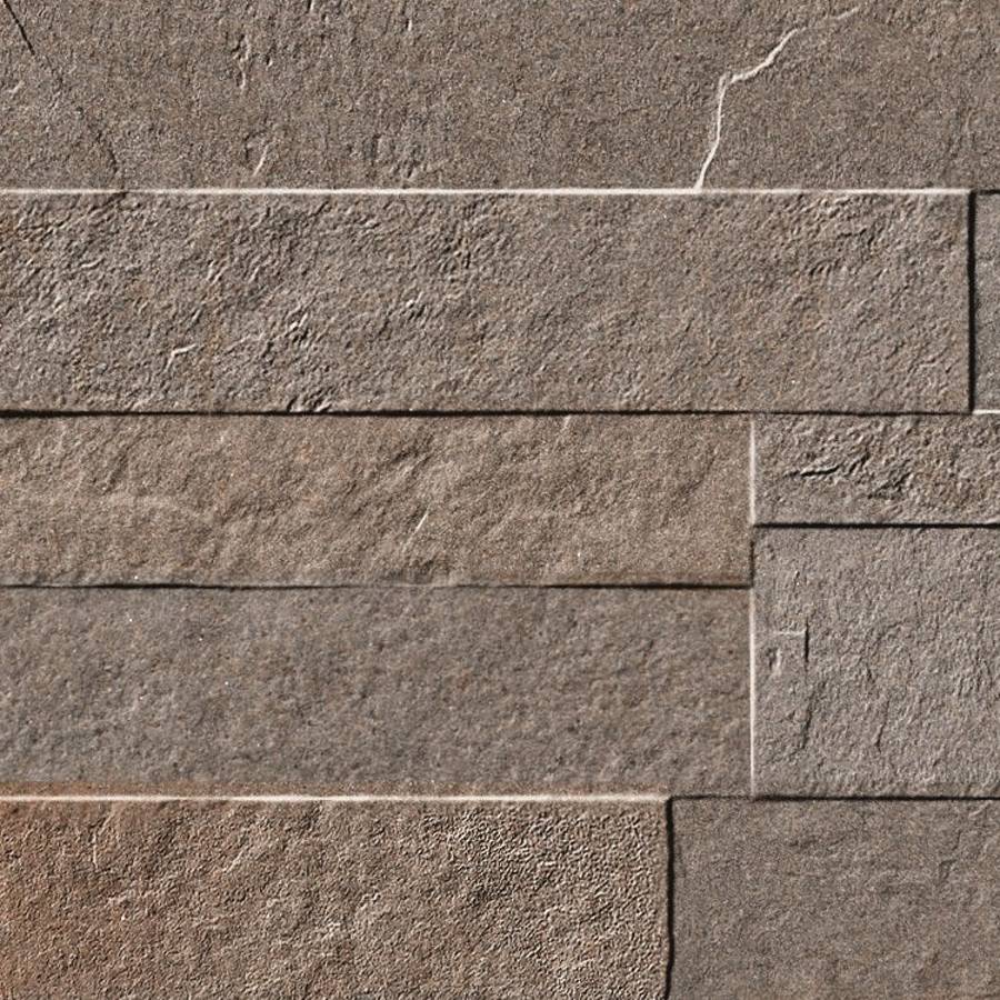 Porcelain ledgestone tile in varying shades of gray for wall and floor design by Surface Group.