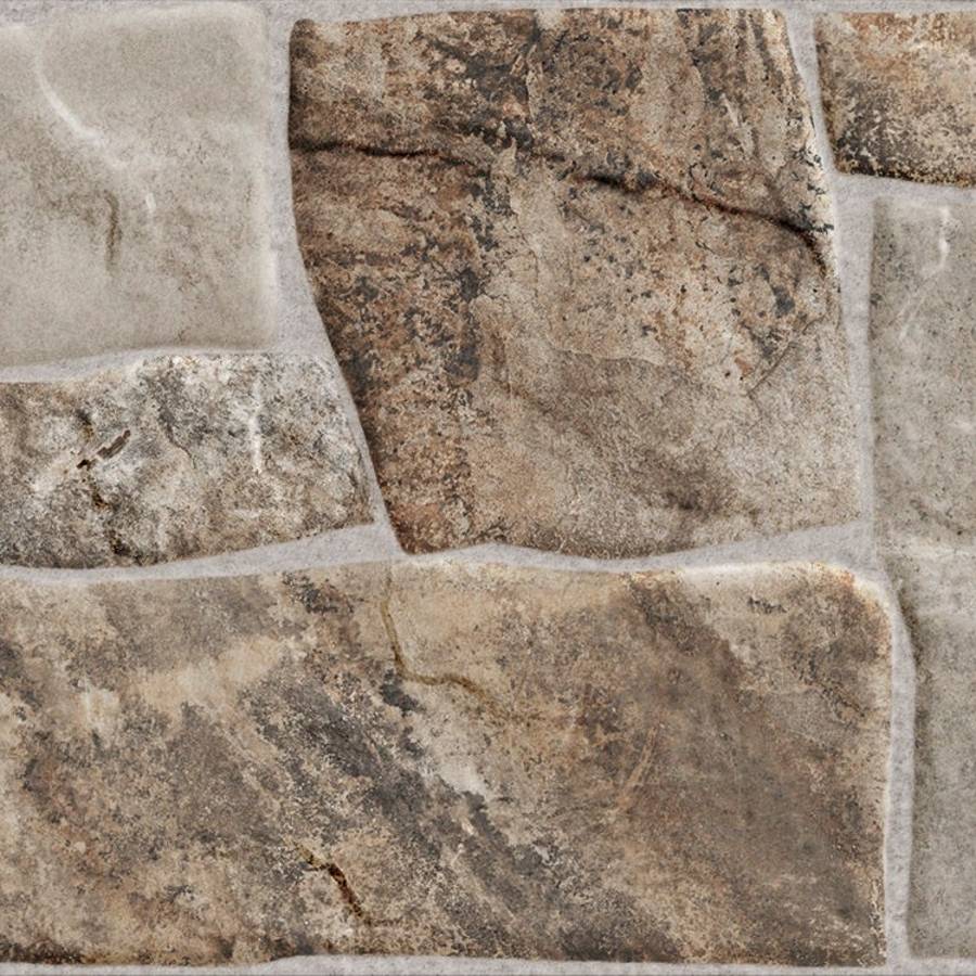 Porcelain ledgestone tile in beige with natural stone texture for interior design.