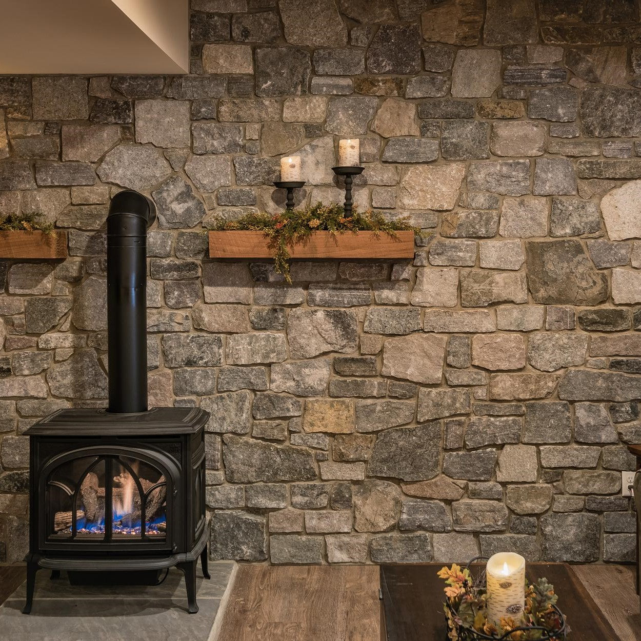 A stunning display of Real Stone Wall Veneers showcasing a variety of patterns and stones, ideal for enhancing both exterior and interior spaces with natural elegance.