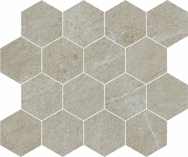 landmark 9mm journey cozy beige hexagon mosaic 10x12x9mm matte rectified porcelain tile distributed by surface group international
