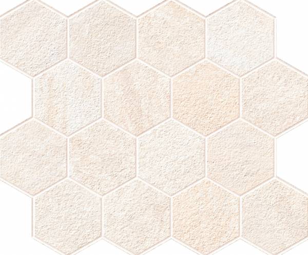landmark 9mm explore african beige hexagon mosaic 12x10x9mm matte rectified porcelain tile distributed by surface group international