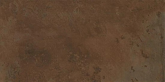 Weathered iron-look porcelain tile with a rugged, oxidized finish and hammered texture for industrial-chic interiors.