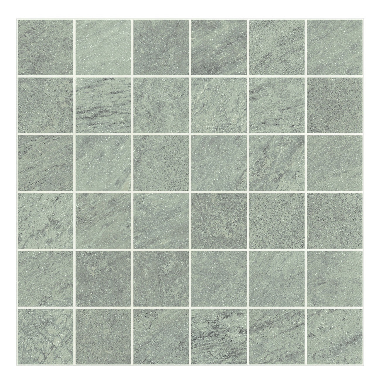 Gray quartzite-inspired porcelain mosaic tiles with a matte finish, exuding serene elegance and organic sophistication.