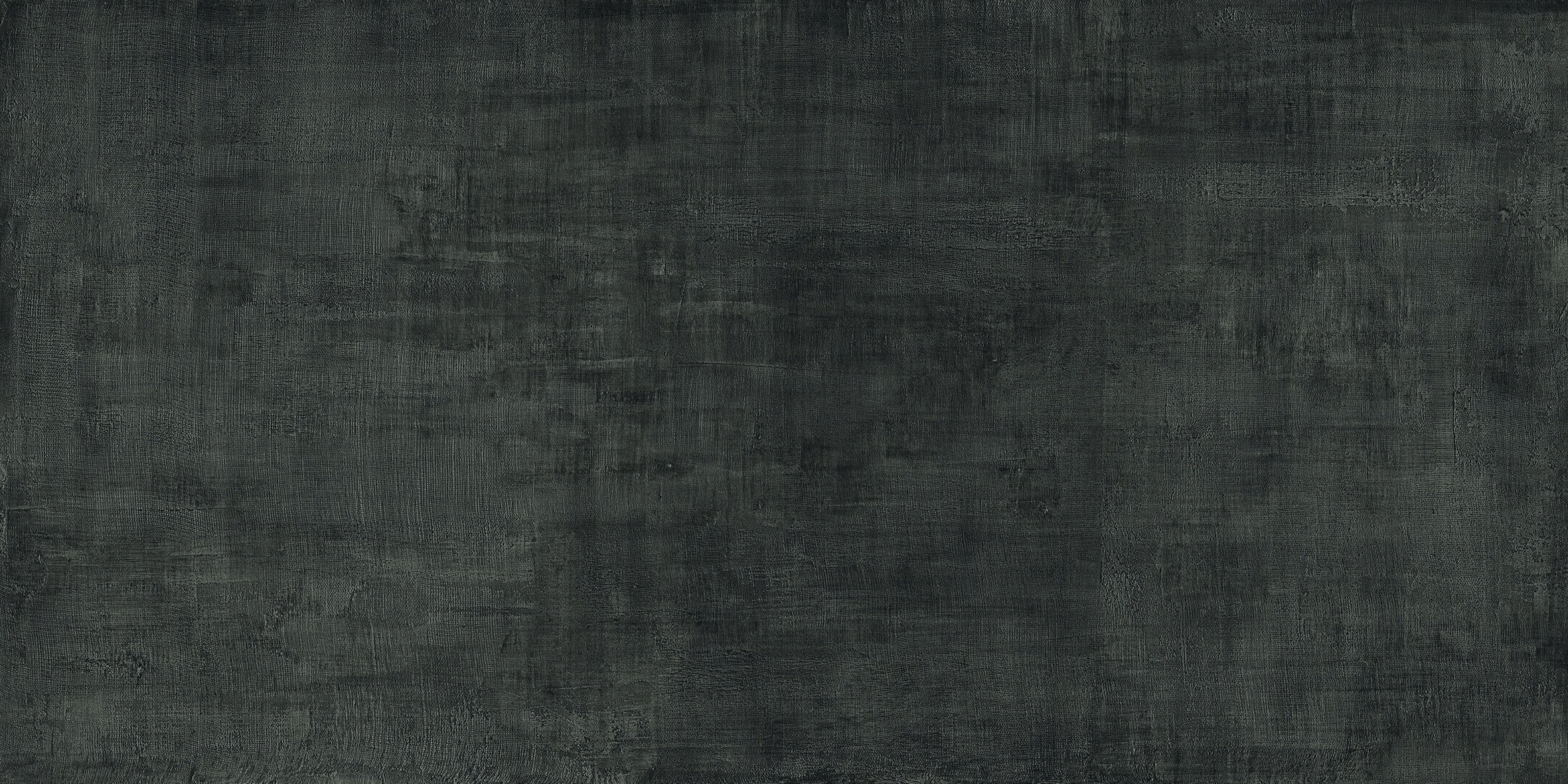 Black porcelain tile with a soft linen texture, matte finish, and subtle timeworn elegance for refined modern interiors.