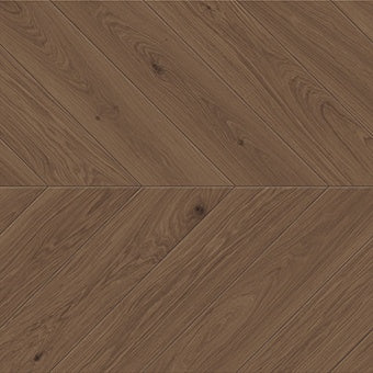 Elegant chevron porcelain tile with warm oak grain, soft matte finish, and subtle wood knots for serene, sophisticated spaces.