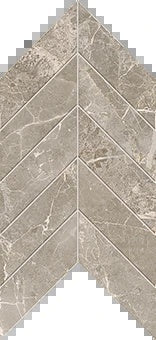 Matte gray chevron mosaic tiles with refined marble-look texture, exuding timeless elegance for sophisticated interiors.