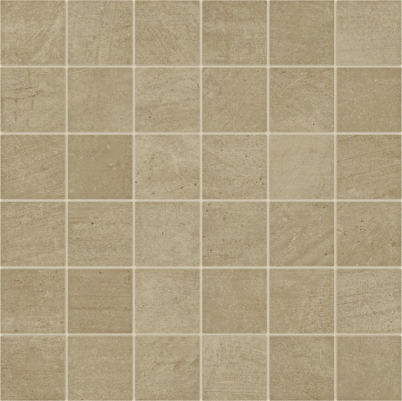 Matte brown porcelain mosaic with warm earthy tones and organic texture, evoking handcrafted Mediterranean charm.