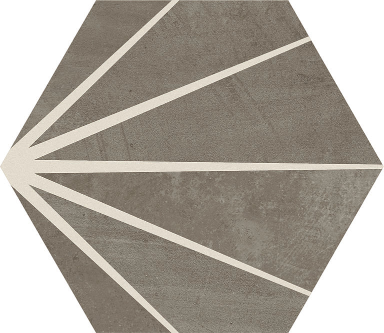 BOHO: Smoke Cotto Hexa  Starburst Flat Porcelain Deco Field Tile (9 7/8"x8 1/2"x9mm | matte)