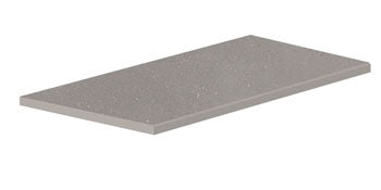 Sleek matte silver porcelain paving tile with a polished edge, evoking industrial-chic elegance and earthy stability.