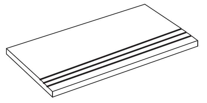 Matte beige porcelain step with polished edges, evoking sleek urban minimalism and earthy stability.